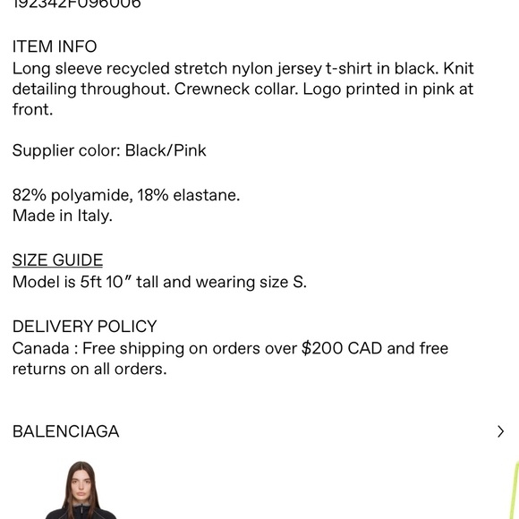 Balenciaga athletic long sleeve  t shirt . Size small - Picture 3 of 7